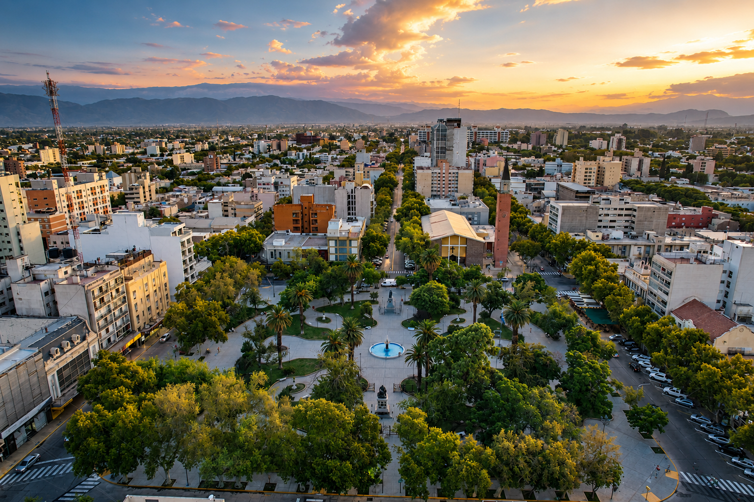 Vista aérea de San Juan al atardecer